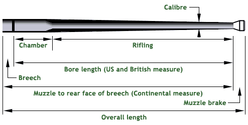 Diagram of calibre length measurements